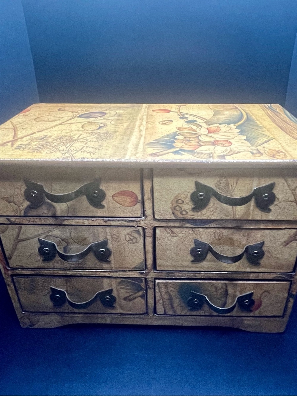 Mikasa Floral 6 Drawer Jewelry Box Wooden Tabletop Storage Chest Cottage Decor - Picture 4 of 13